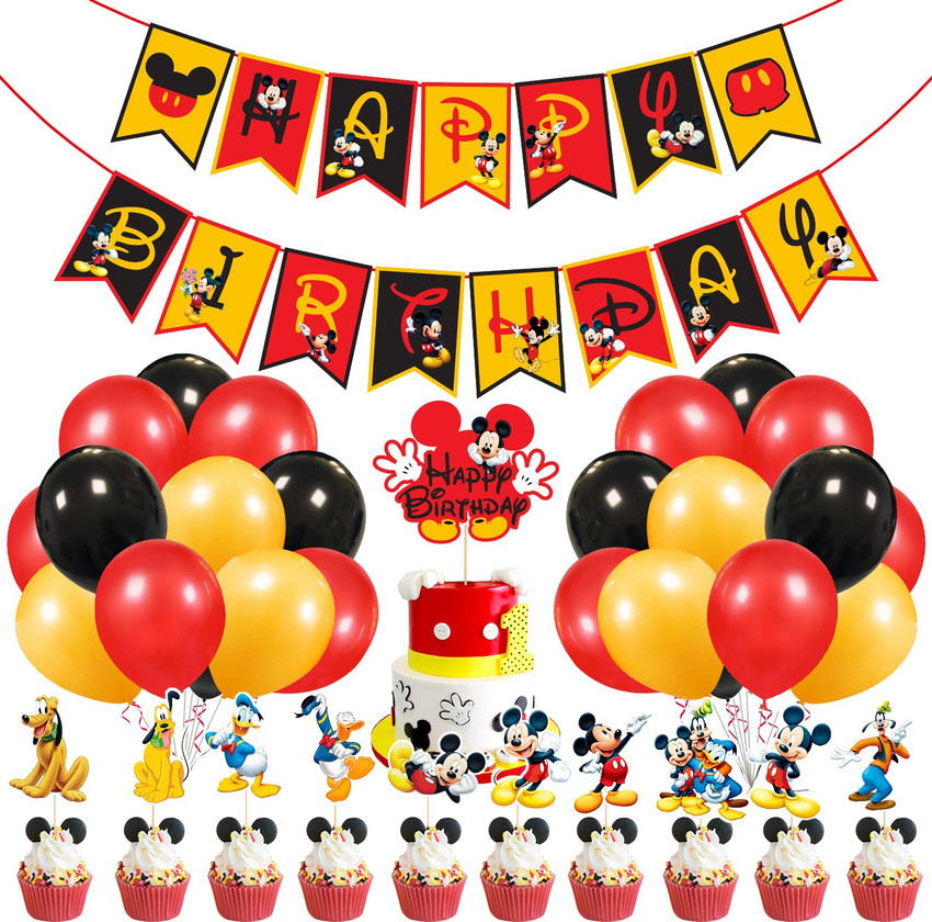 Zyozi Mickey Mouse Birthday Party Supplies Decorations Include Birthday Banner Balloons Cupcake Toppers And Cake Toppers And For Kids Girls Boys Party Favors Price In India Buy Zyozi Mickey Mouse Birthday Party Supplies
