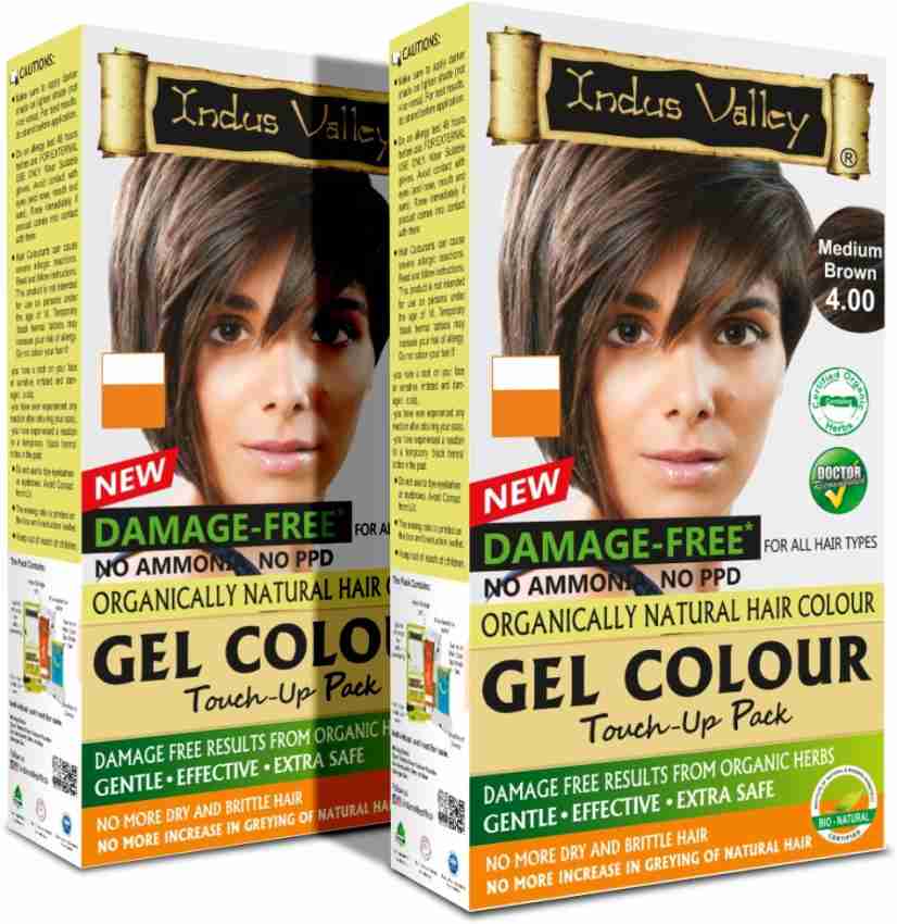 Indus Valley Damage Free Gel Medium Brown Hair Color Touch-up Mini Pack -  Set of 2 , Medium Brown  - Price in India, Buy Indus Valley Damage Free  Gel Medium Brown