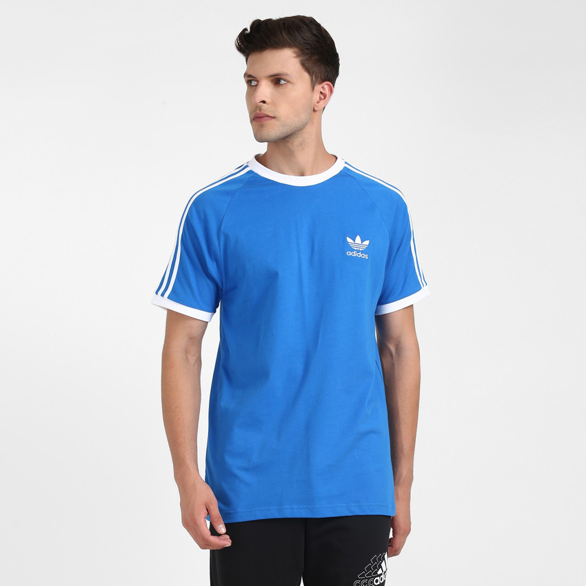 Adidas blue striped t shirt clearance