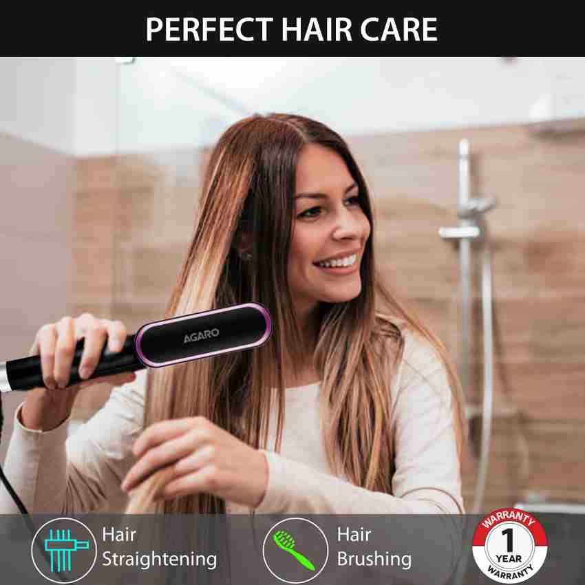 AGARO HSB2107 Hair Straightening Comb Ionic Technology Hair Straightener Brush - AGARO : AGARO HSB2107 Hair Straightening Comb Ionic Technology Hair Straightener Brush - AGARO :