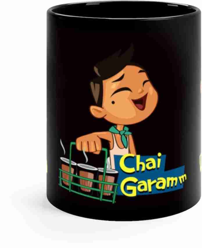 TASMY Cartoon boy chai saller du kya printed with black handle 330 ML  Ceramic Coffee Mug Price in India - Buy TASMY Cartoon boy chai saller du  kya printed with black handle