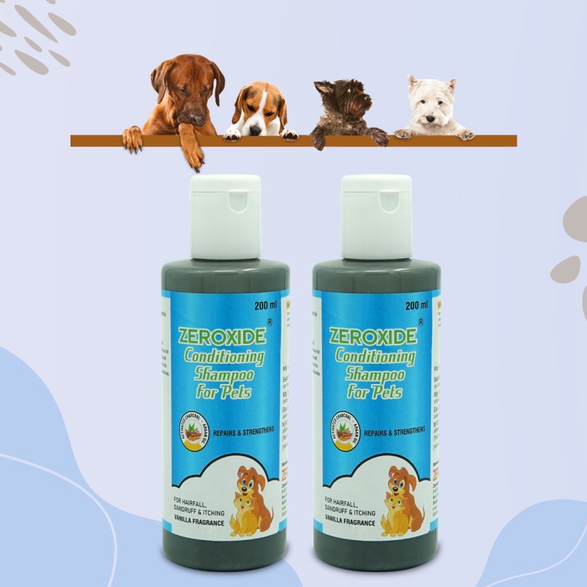ZEROXIDE Conditioning Shampoo for Pets, 400 ml, Vanilla Fragrance, For Hair- Fall, Dandruff and Itching, Repairs and Strengthens, pH Balanced, Pet  Friendly Formula, Gentle and Natural Pet Shampoo, Dog Shampoo, Cat Shampoo,  Conditioning,