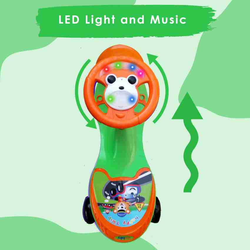 sunbaby FUNTIME Twister Magic Swing Smart Car Ride ons for Kids/ Child, 3-8  Years Boys Girls, fun ride Toy, Cartoon Face With Music & Light, Free  Wheels, Push car Gadi, Strong Body
