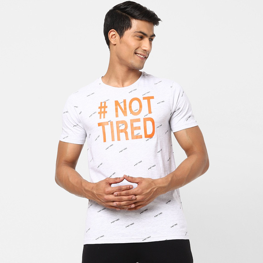Pantaloons Printed Men Round Neck Grey 