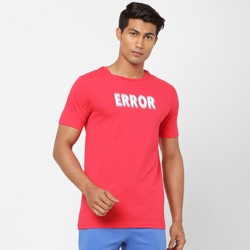 Pantaloons Printed Men Round Neck Red 