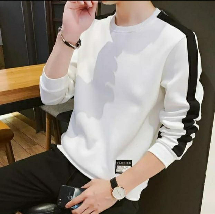 Color Block Men Round Neck Black 