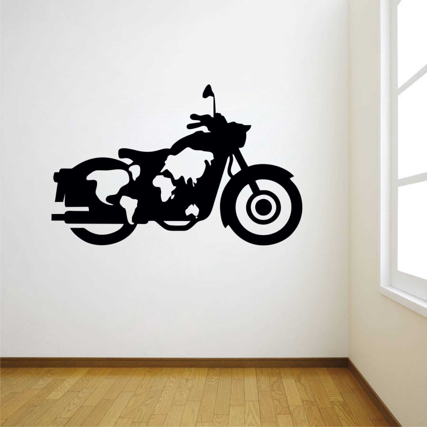 Azan Creation 35 cm Bullet Bike and map Wall Sticker for Bedroom Size -  88X55 CM Self Adhesive Sticker Price in India - Buy Azan Creation 35 cm  Bullet Bike and map
