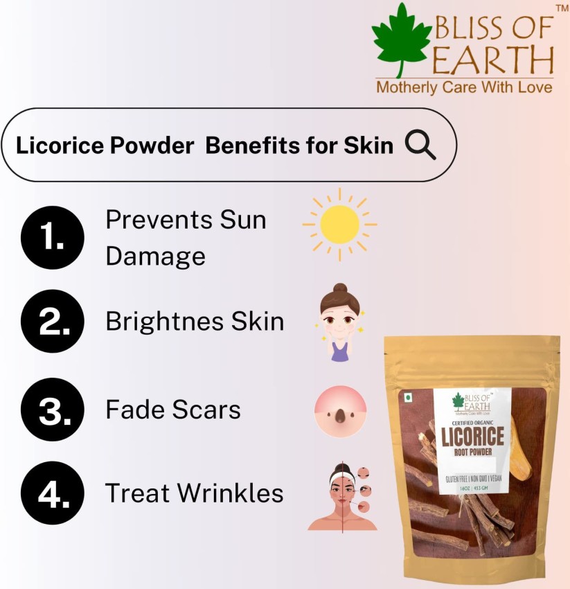 Bliss of Earth 5x450GM Organic Mulethi Powder For Hair Eating & Tea,  Licorice Root Powder Pack Of 5 - Price in India, Buy Bliss of Earth 5x450GM  Organic Mulethi Powder For Hair