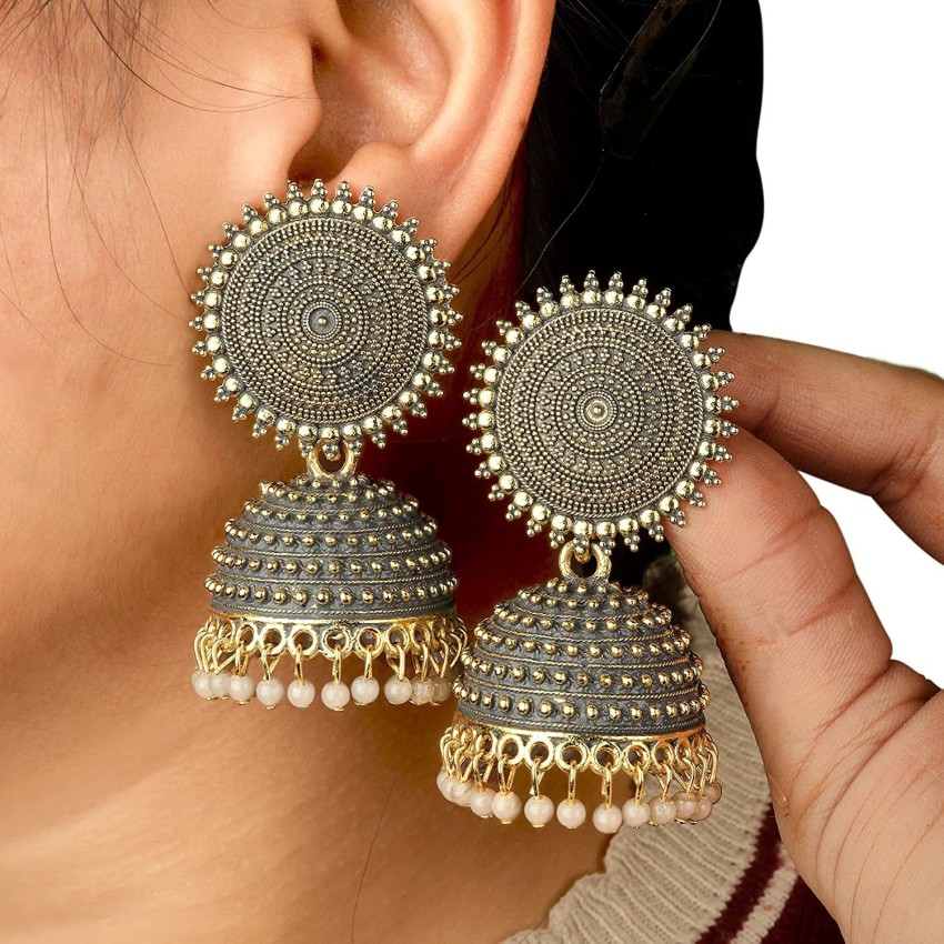 Buy MONKDECOR Beautiful Design Jhumka Earrings For Girls  Women Chand  JhumkiFirozi Online at Best Prices in India  JioMart