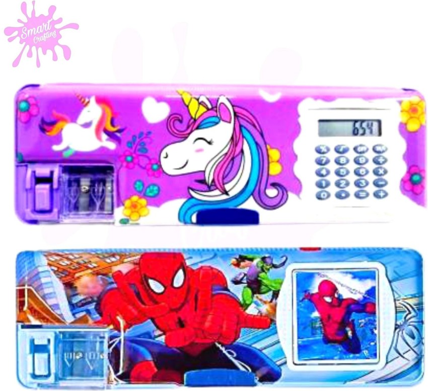  | SmartCrafting Best Gift Cartoon Printed Pencil Box With  calculator and button for your child Art Plastic Pencil Box, Pencil Box  With calculator and button, Trendy Cartoon Print Art Plastic Pencil