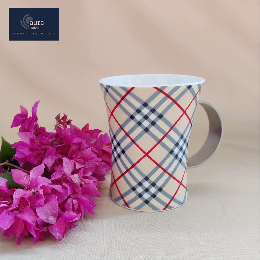 AURAbyAAKRITI Burberry Check Printed Ceramic Coffees with Solid Steel  Handles 250 ML Ceramic Coffee Mug Price in India - Buy AURAbyAAKRITI  Burberry Check Printed Ceramic Coffees with Solid Steel Handles 250 ML