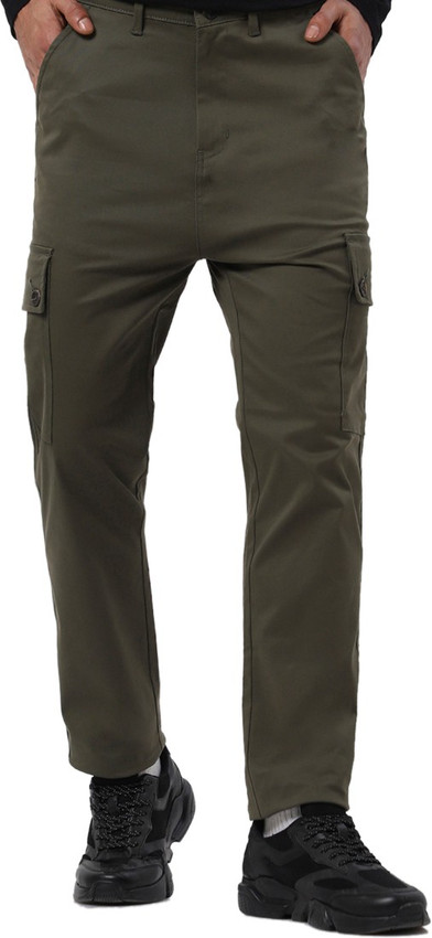 BEWAKOOF Slim Fit Men Green Trousers 