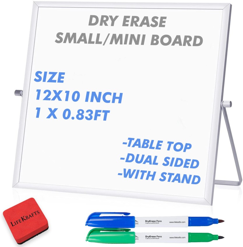 Magnetic Dry Erase Board 10X10 with Stand 2 Packs Black JuuJee Small White Board 8 Markers 8 Magnets and 2 Eraser Adjustable Portable Dual-Sided Whiteboard for Office Desk Home School Students 