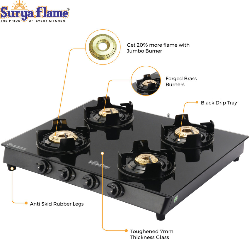 suryaflame gas stove 4 burner