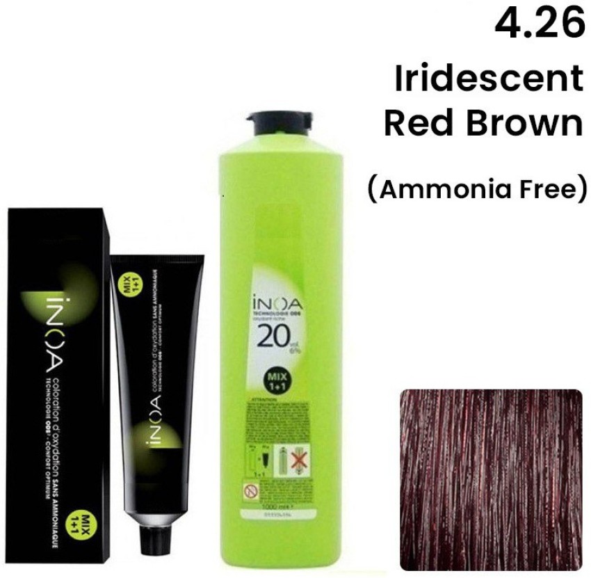 INOA Hair No  Iridescent Red Brown 60g + 20Vol 6% Developer 1000ML ,  Iridescent Red Brown - Price in India, Buy INOA Hair No  Iridescent Red  Brown 60g + 20Vol