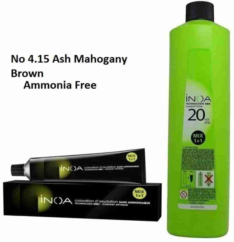 INOA Hair Color No  Ash Mahogany Brown 60g + 20Vol 6% Developer 1000ML  , Ash Mahogany Brown - Price in India, Buy INOA Hair Color No  Ash  Mahogany Brown 60g +
