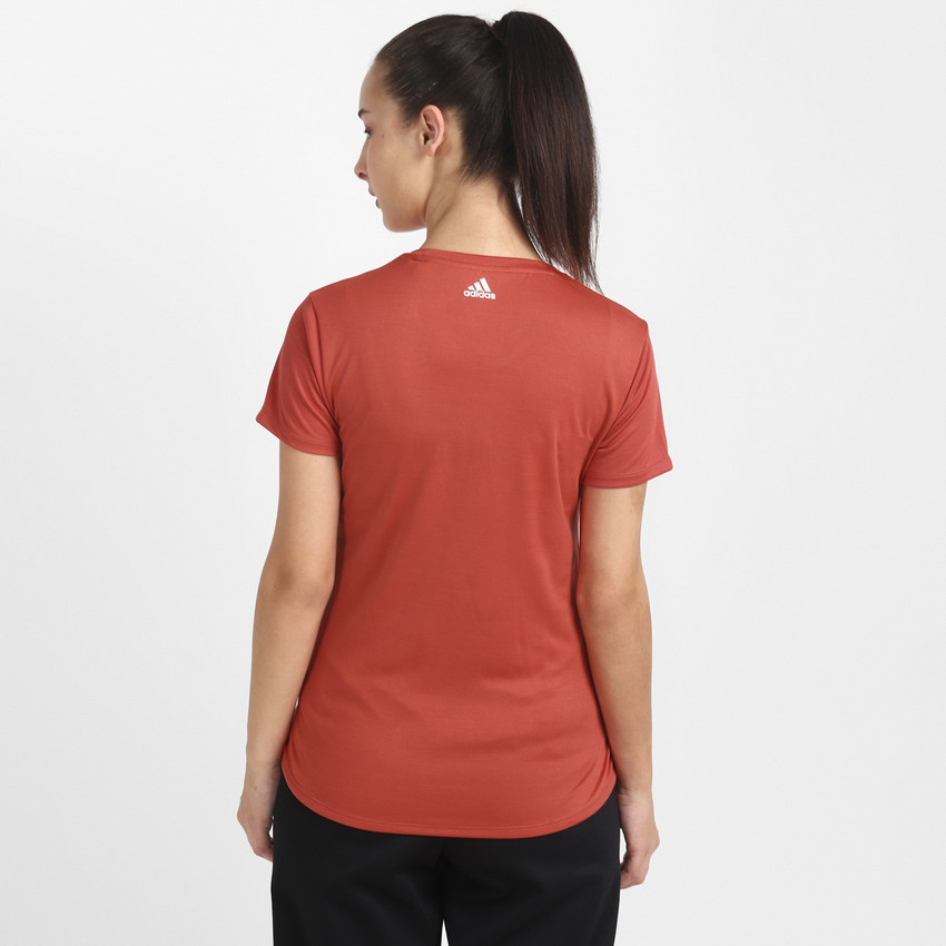 Buy ADIDAS Striped Women Round Neck Red 