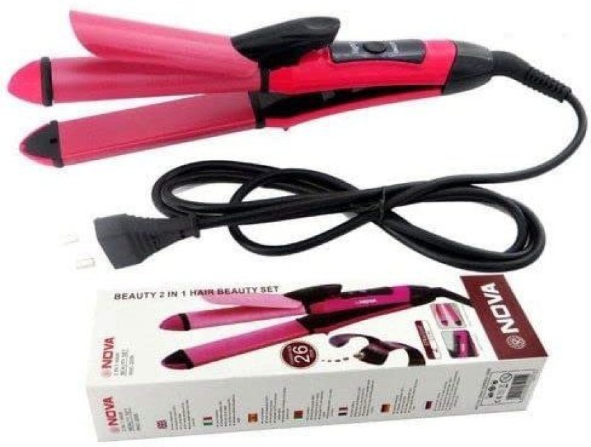 HMGS HMGS NHC-2009 2 in 1 Nova Hair Straightener Plus Curler Machine for  Women (Pink) NHC-2009 Hair Straightener - HMGS : 