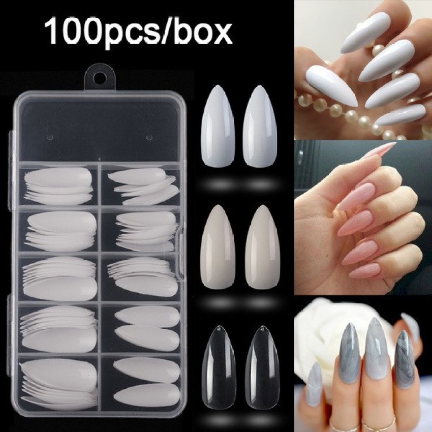 AGLEY 100 Artificial Nail with Glue white (Pack of 100) WHITE Price in India  - Buy AGLEY 100 Artificial Nail with Glue white (Pack of 100) WHITE online  at 