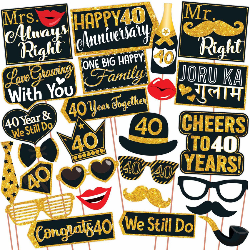 Zyozi 40th Anniversary Photo Booth Party Props Anniversary Party Decoration Pack Of 26 Photo Booth Board Price In India Buy Zyozi 40th Anniversary Photo Booth Party Props Anniversary Party Decoration Pack Of 26 Photo Booth