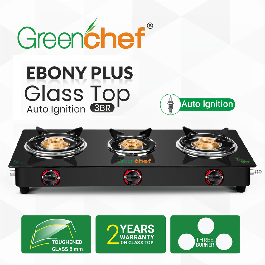 green chef 3 burner glass top gas stove price