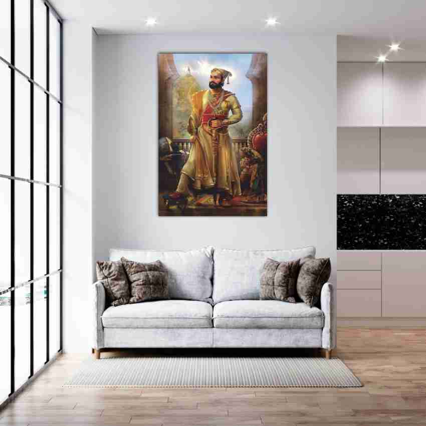 Chhatrapati Shivaji Maharaj HD Beautiful Art Painting | Paper Print Poster  Fully Waterproof & Laminated | Decoration For Wall Sticker, Wall Painting,  Washable Paper Sticker Poster, Natural Sticker, Home Decor, Office Decor