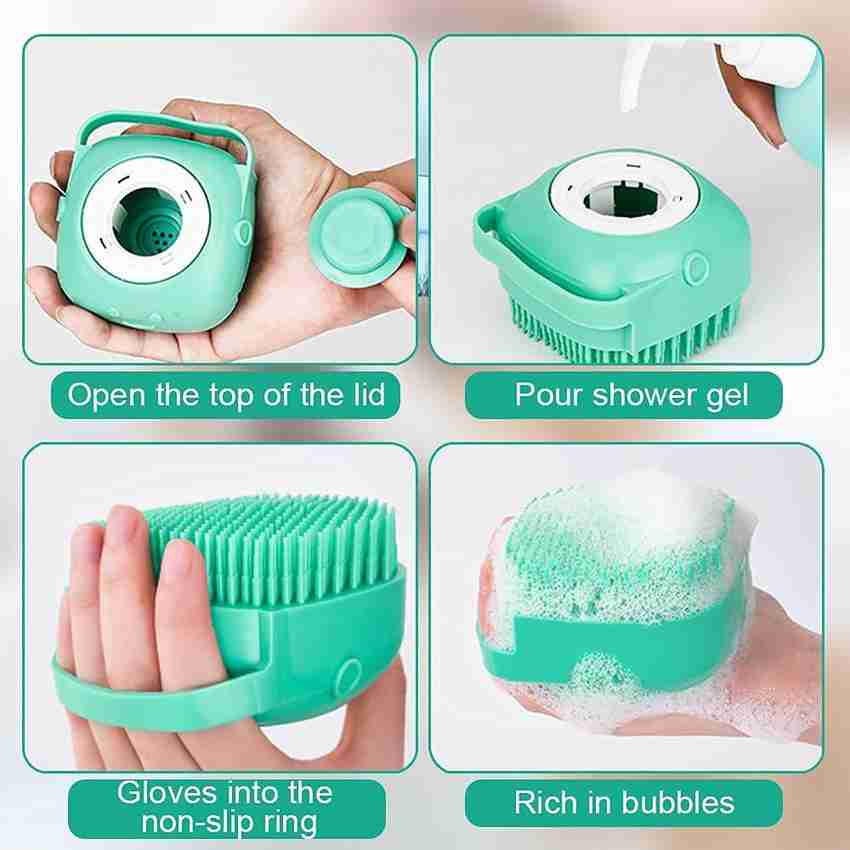 Hachiko Dog & Cat Bath Brush Body Scrubber Shampoo Dispenser Bath Soft Silicone Brush Plain/ Bristle Brushes for Dog, Cat, Rabbit, Hamster Price in India - Buy Hachiko Dog & Cat Bath