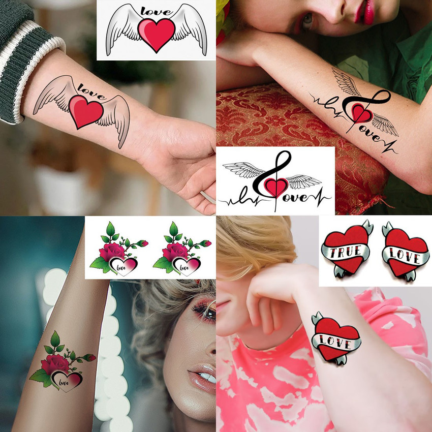 voorkoms Mom Dad Temporary Tattoo, Mom Dad Heart Wing For Men or Women Pack  of 4 . - Price in India, Buy voorkoms Mom Dad Temporary Tattoo, Mom Dad  Heart Wing For