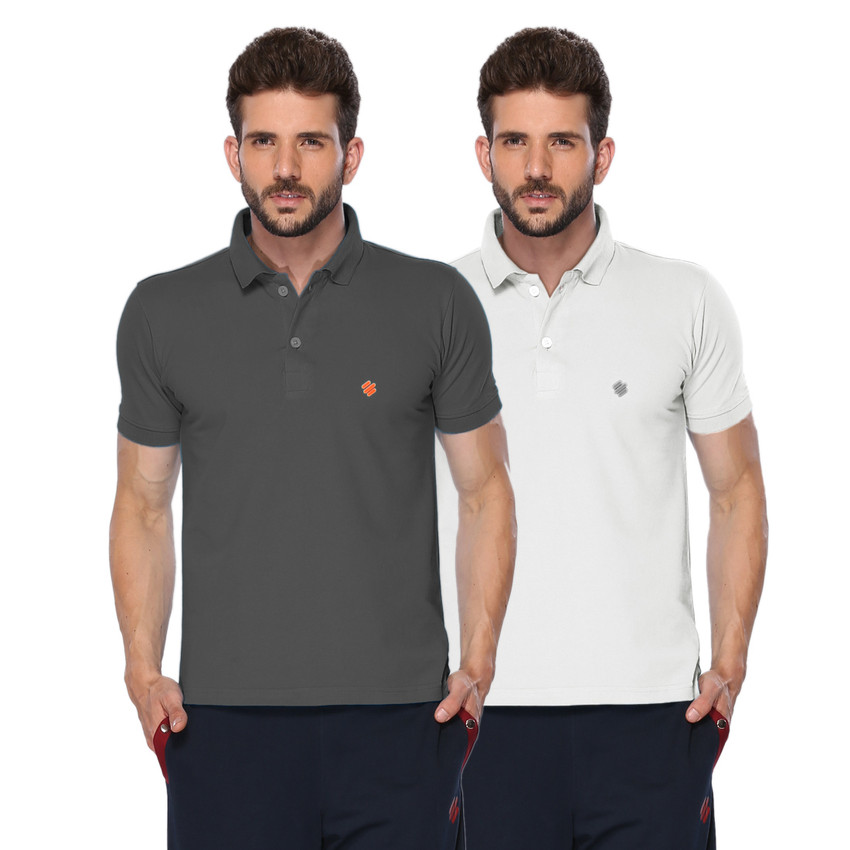 ONN Solid Men Polo Neck White, Black T 