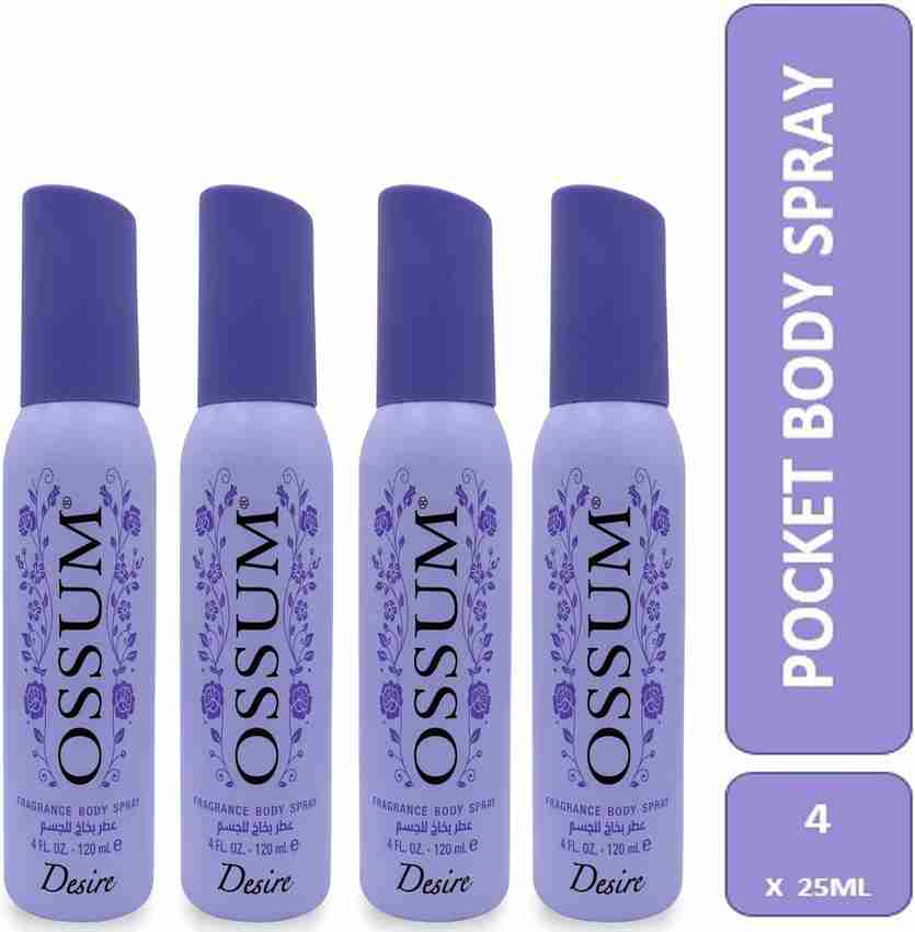 OSSUM Desire Pocket Perfum Pack Of 4x25ml Body Spray For Women
