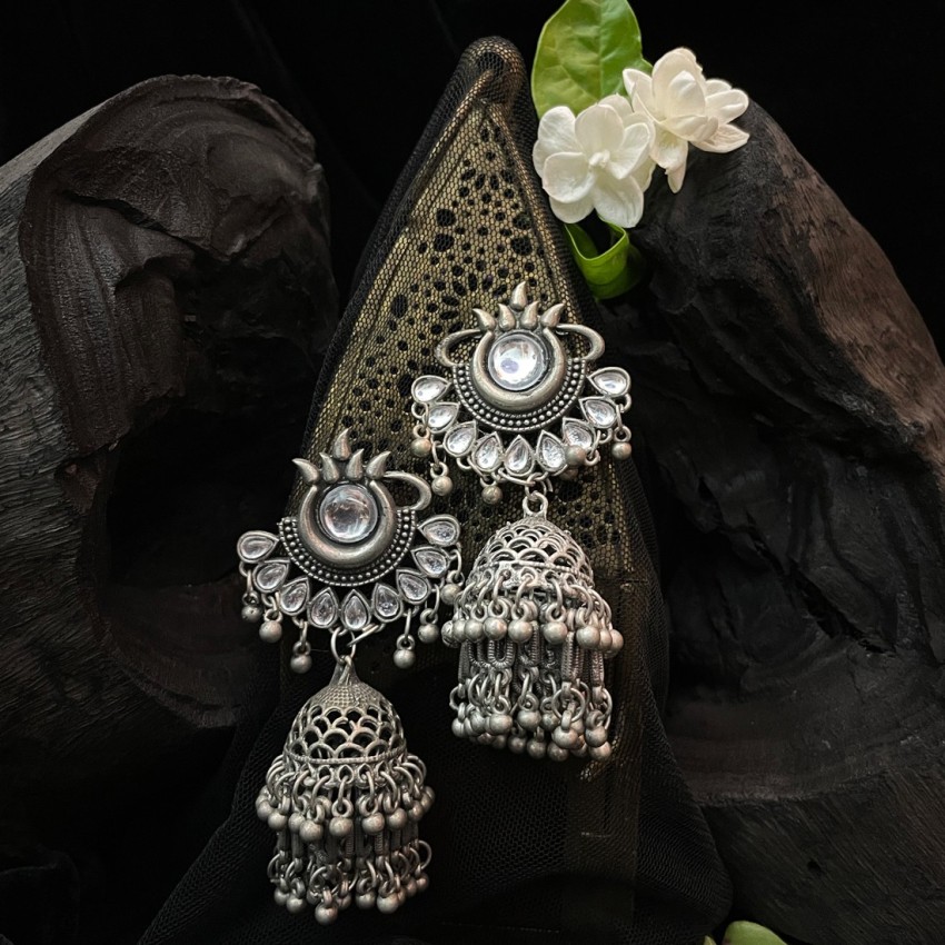 Ethnic Shiva Oxidised silver tone designer earrings at 2450  Azilaa