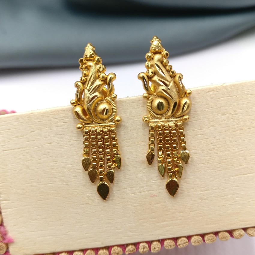 1 Gram Gold Plated Earrings  Forming Earrings Back Screw Fancy Party Wear  Stud Copper Stud Earring