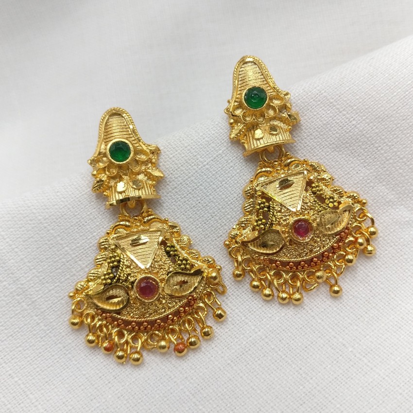 Flipkartcom  Buy MANVEER Traditional Golden Plated Earrings Jhumka Screw  Back Beads Women Girls Brass Jhumki Earring Online at Best Prices in India
