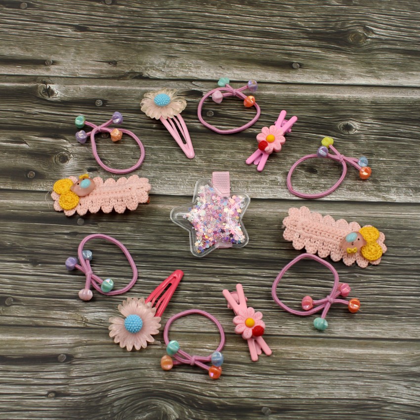 Yellow Chimes Hair Accessories for Girls Combo of Hair clips and Ponyt   Dpanda