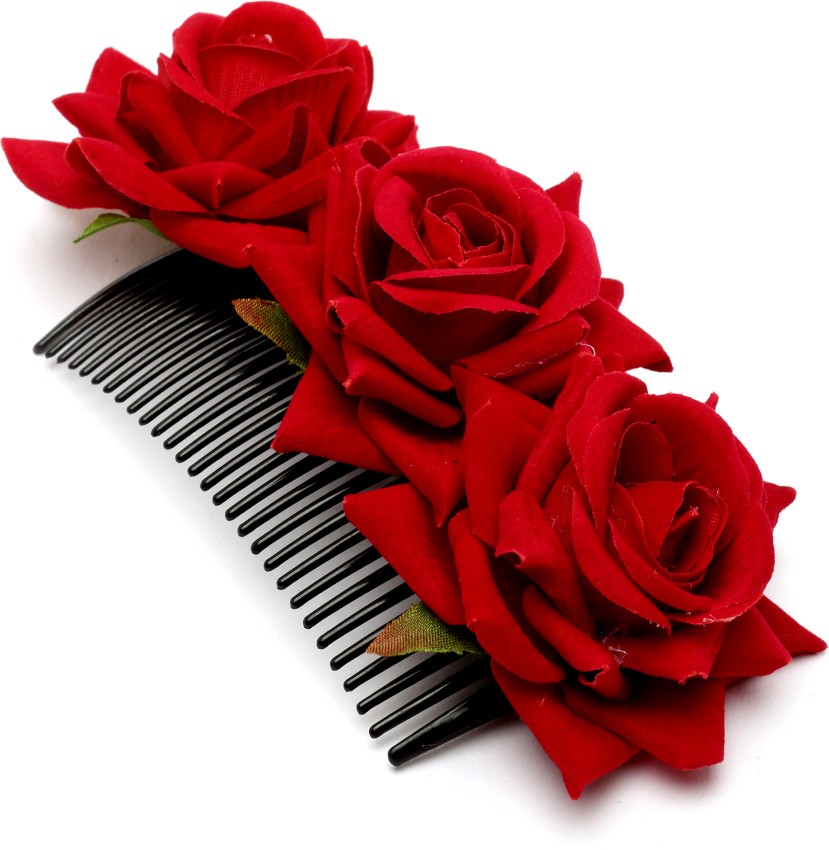 Red Rose Handmade Artificial Flower Hair Accessories Floral Hair  Accessories Flower for bun Juda long hair