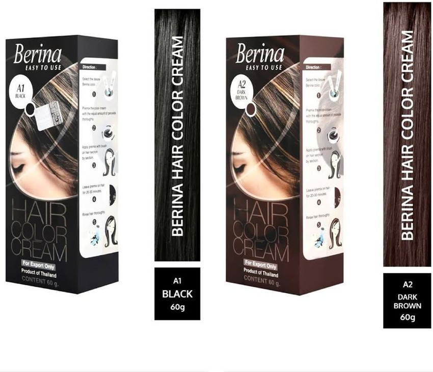 Berina hair color (A1 BLACK + A2 DARK BROWN ) ( 60g + 60g ) , BLACK, DARK BROWN - Price in India, Buy Berina hair color (A1 BLACK + A2 DARK Berina hair color (A1 BLACK + A2 DARK BROWN ) ( 60g + 60g ) , BLACK, DARK BROWN - Price in India, Buy Berina hair color (A1 BLACK + A2 DARK