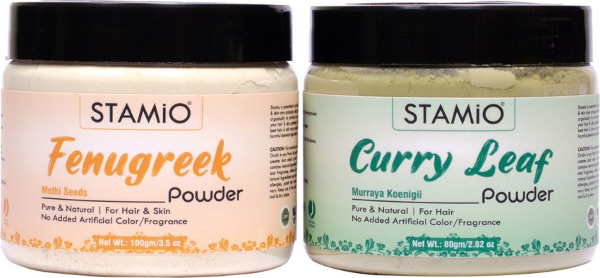 STAMIO Fenugreek and Curry Leaves Powder Combo | Methi Powder | Hair Pack,  100gm + 80gm - Price in India, Buy STAMIO Fenugreek and Curry Leaves Powder  Combo | Methi Powder |