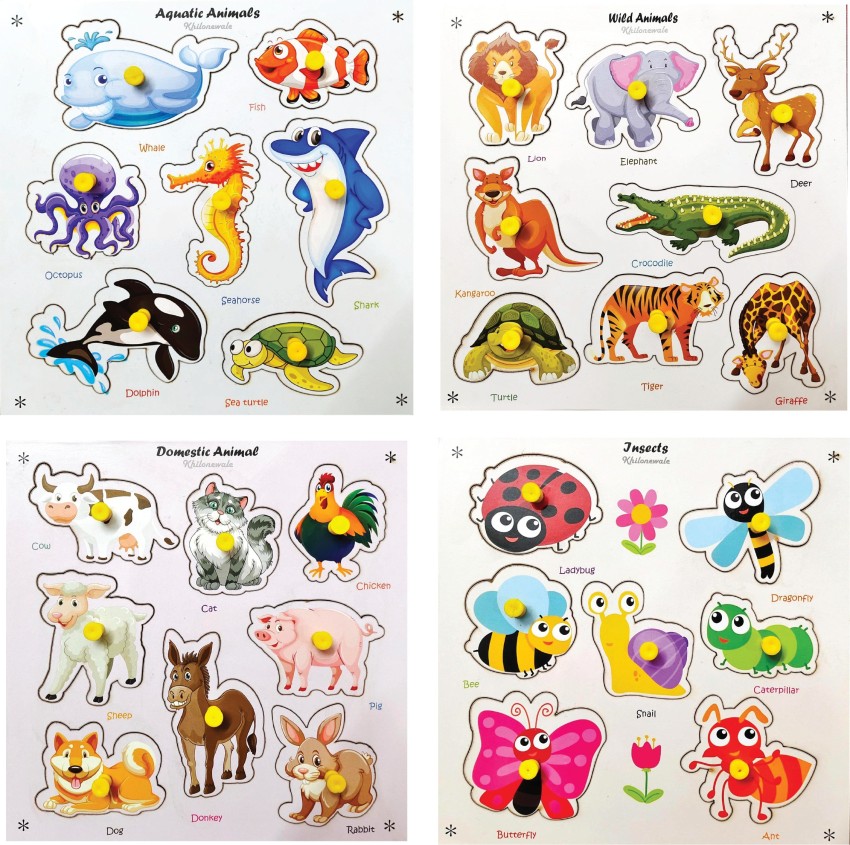 Khilonewale Aquatic, Wild, Domestic Animals, Insects Wooden Puzzle for kids  learning boards Price in India - Buy Khilonewale Aquatic, Wild, Domestic  Animals, Insects Wooden Puzzle for kids learning boards online at 