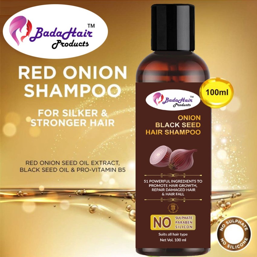 BadaHair Onion Black Seed Oil Shampoo with Red Onion Seed Oil Extract for  hair strengthening & hairfall control - Paraben & Sulphate free (100 ml) -  Price in India, Buy BadaHair Onion