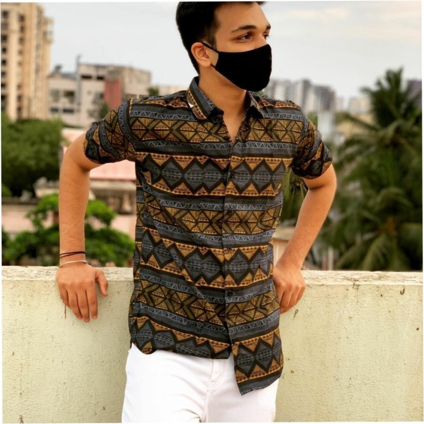 N AND J Men Printed Casual Brown Shirt - Buy N AND J Men Printed Casual Brown  Shirt Online at Best Prices in India 