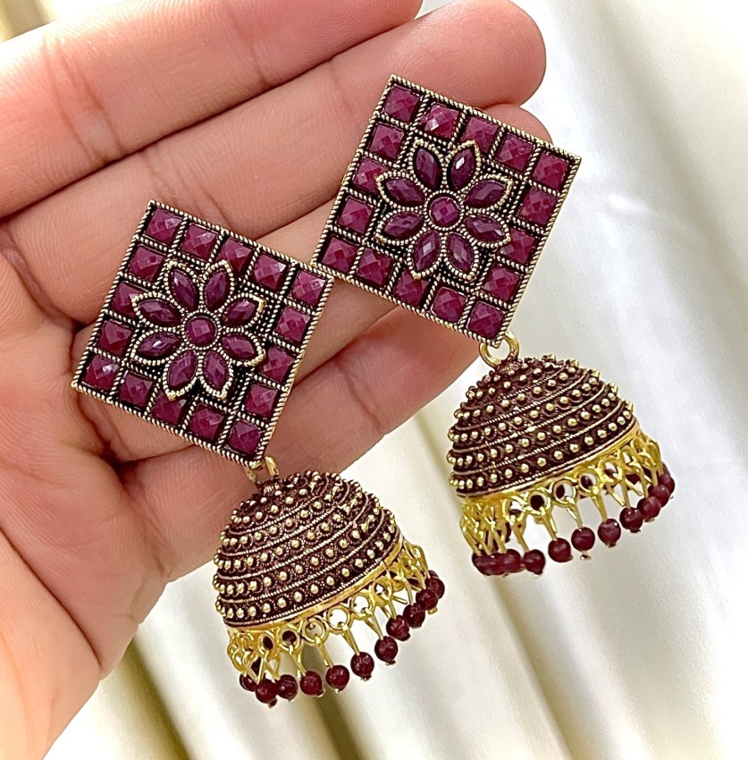 Flipkartcom  Buy TANLOOMS Beautiful Bright Colors Floral Kundan Jhumka  Earrings For Girls  Women Alloy Jhumki Earring Online at Best Prices in  India