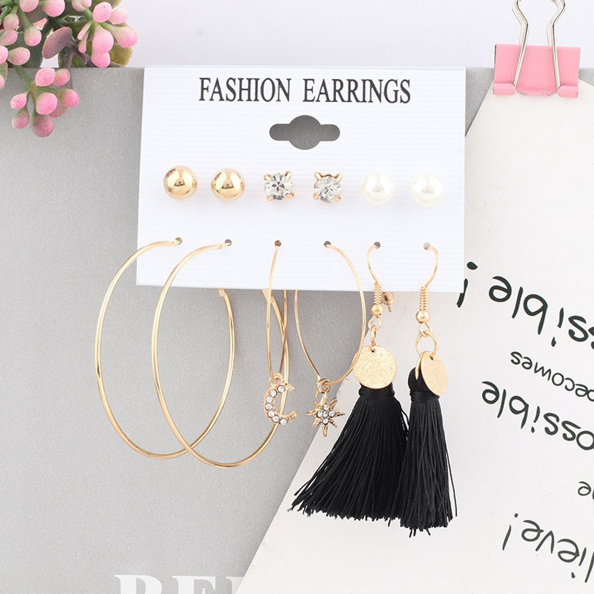 Kundan Stud Pearl Tassel Earrings