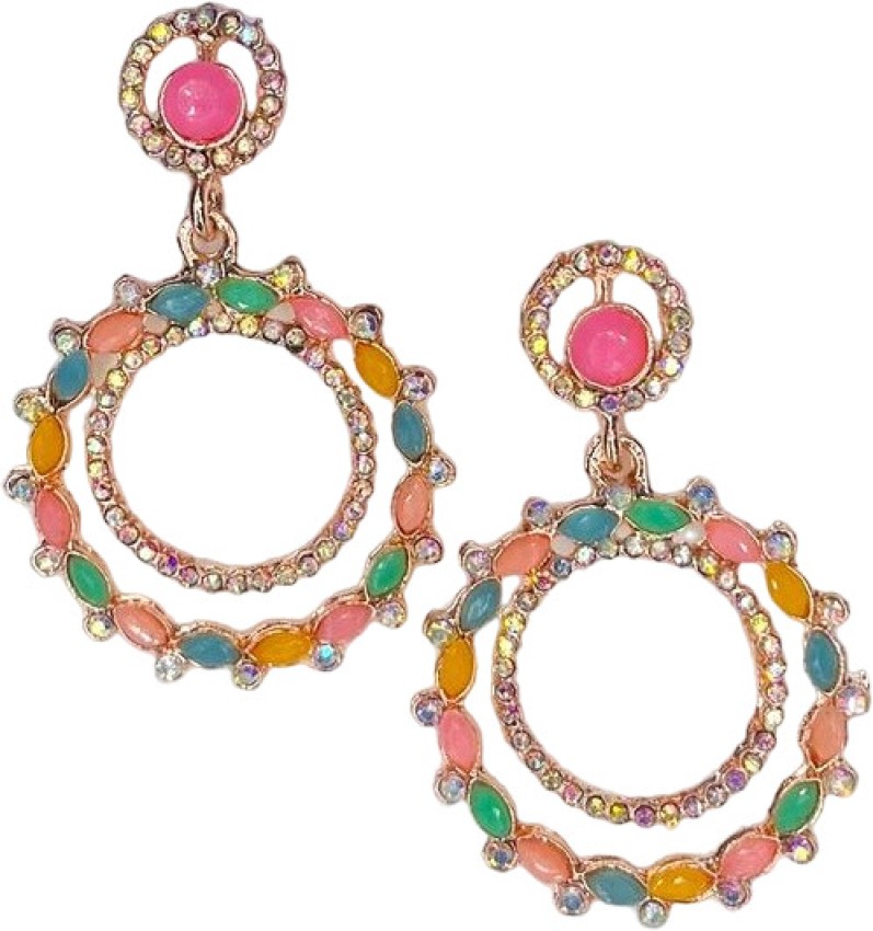 Flipkartcom  Buy Fashion Frill Party Wear Earrings Girls Women Artificial  Jewellery Stone Studded Earring Pearl Brass Drops  Danglers Online at Best  Prices in India