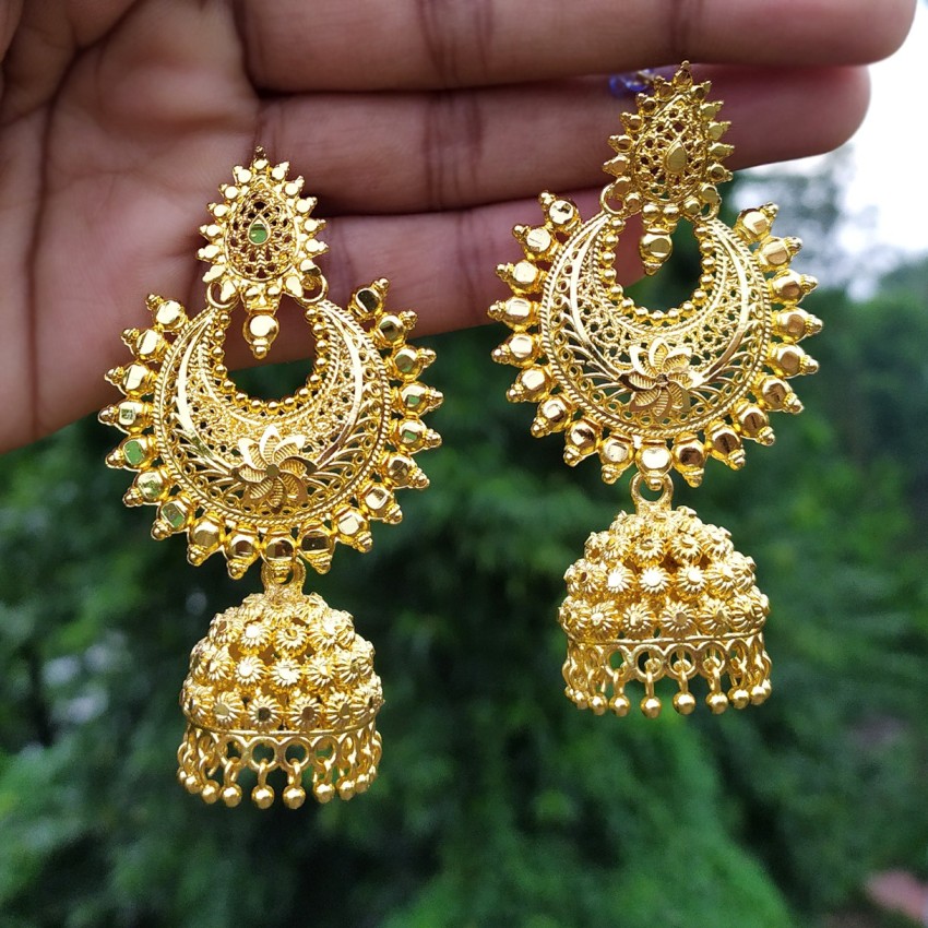 Shop Rubans Rose GoldPlated AD Studded Jhumka Earrings Online at Rubans