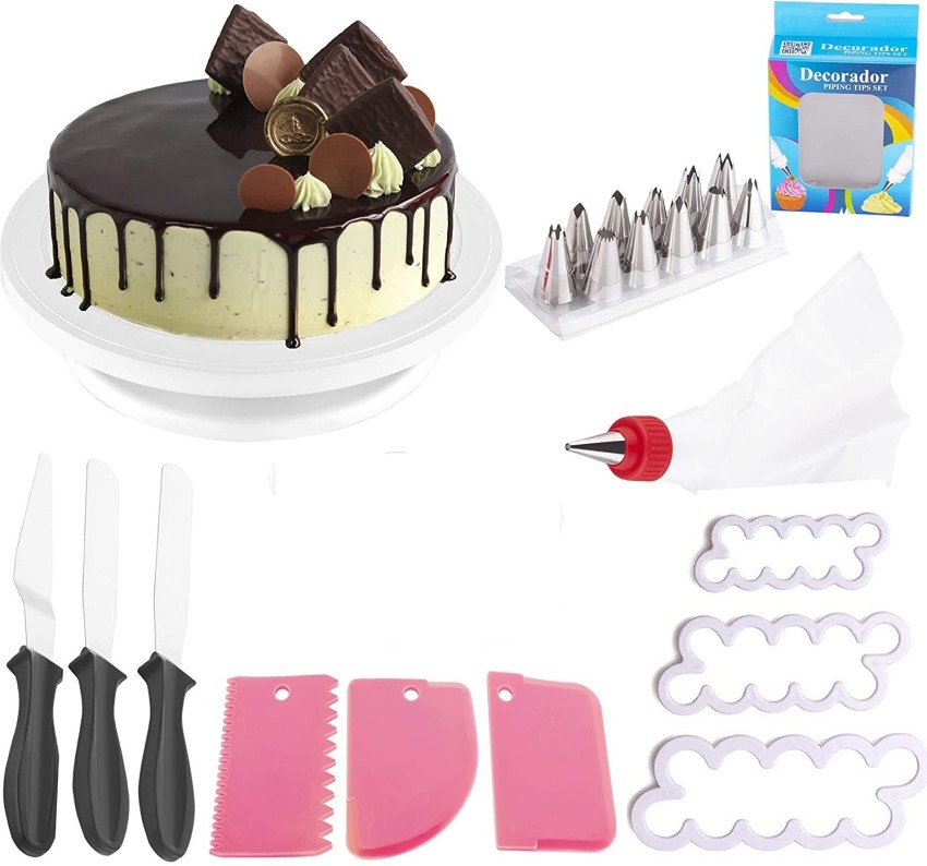  All In One Plastic Cake Decoration Tools Combo For Making And Baking  Cake At Your Home, Blue.