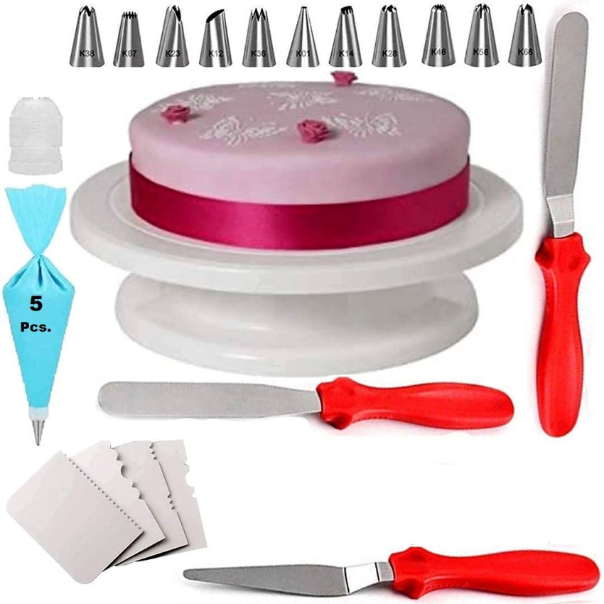 fcity.in - Cake Tools Round Easy Rotate 1 Cake Table 1nozzle 1 3 Scrapper  Set