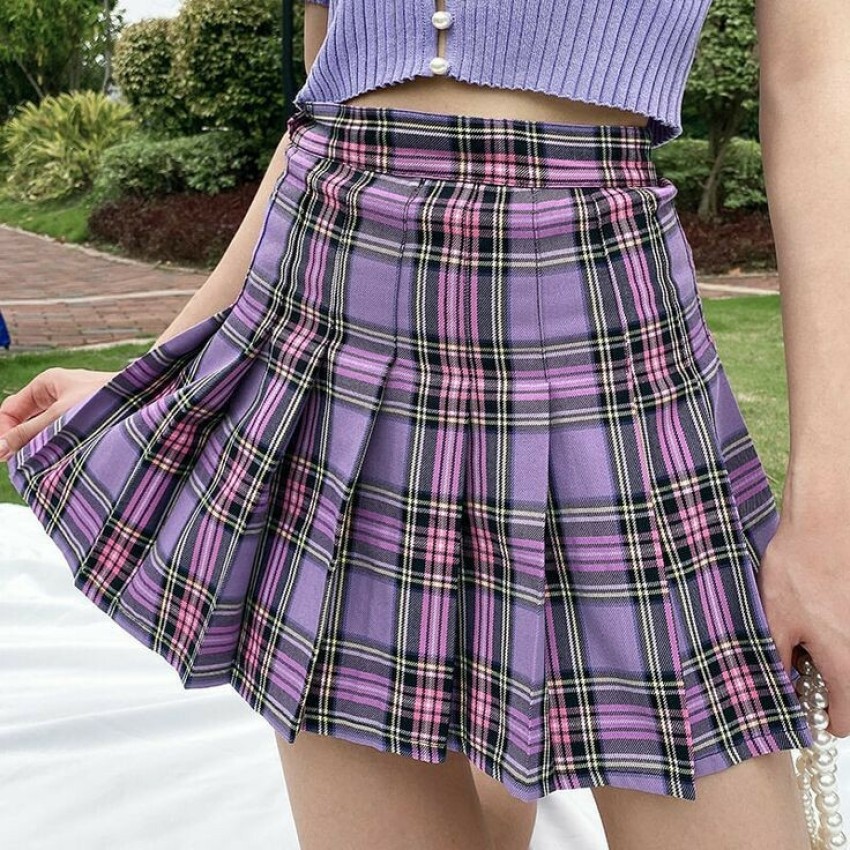Light Purple Ladies Micro Crepe Pleated Skirt