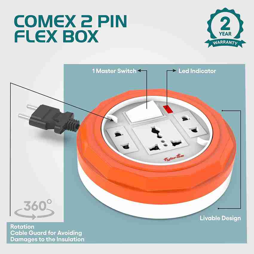 Fybros Comex 2 Pin Extension Board Flex Box 10 Meter Power Cable  (Multicolor) 3 Socket Extension Boards Price in India - Buy Fybros Comex 2  Pin Extension Board Flex Box 10 Meter