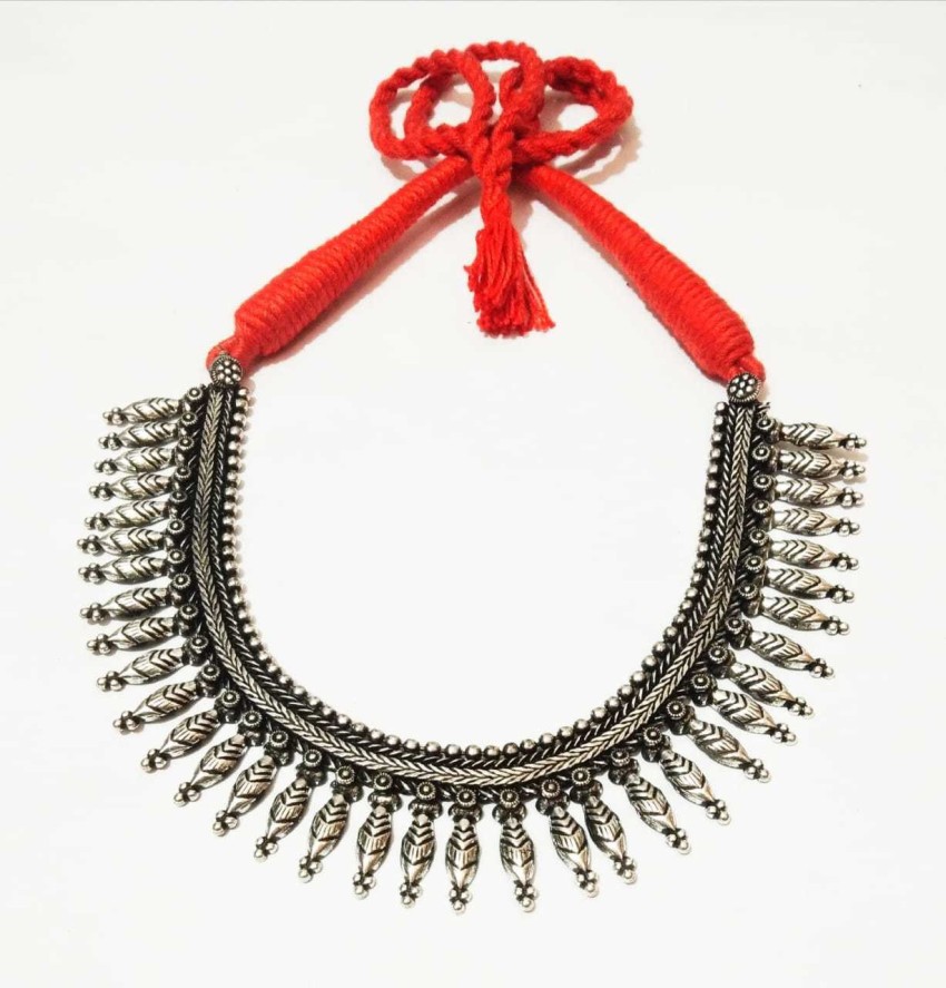 Athizay Fashion Necklace for Women Choker oxidised Silver Jewelry with Heavy Metal Beads. 