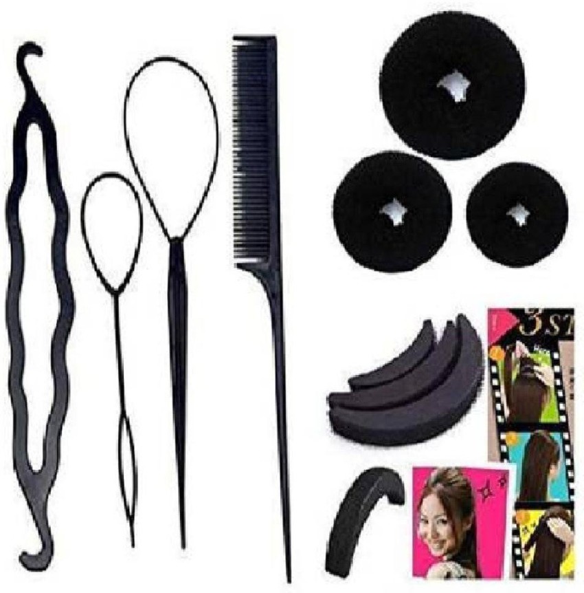 Yiliya Hair Accessories Hair Styling Tools Bun Maker Combo Offer With Best  Prices -Combo of 10 Pcs Hair Accessory Set (Black) Hair Accessory Set Price  in India - Buy Yiliya Hair Accessories